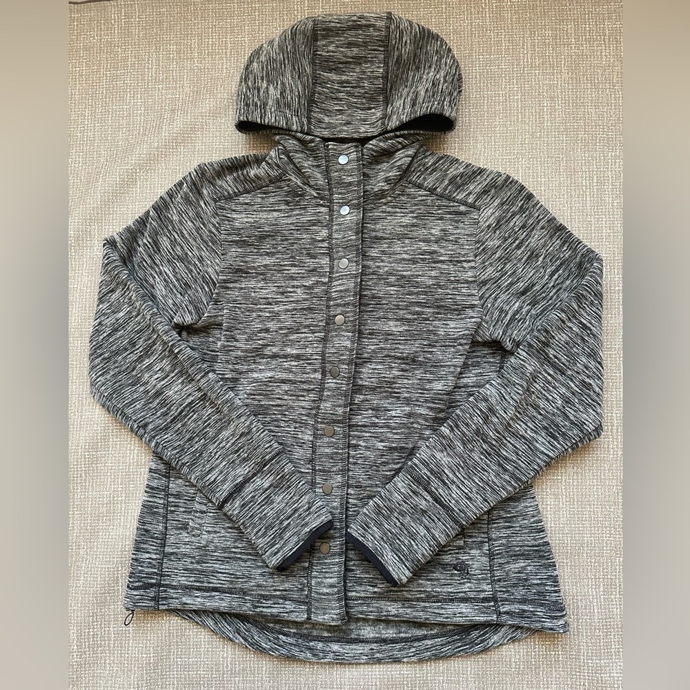 Mountain Hardwear Heather Gray Full Snap Button Up Fleece Hoodie Jacket‎ Medium